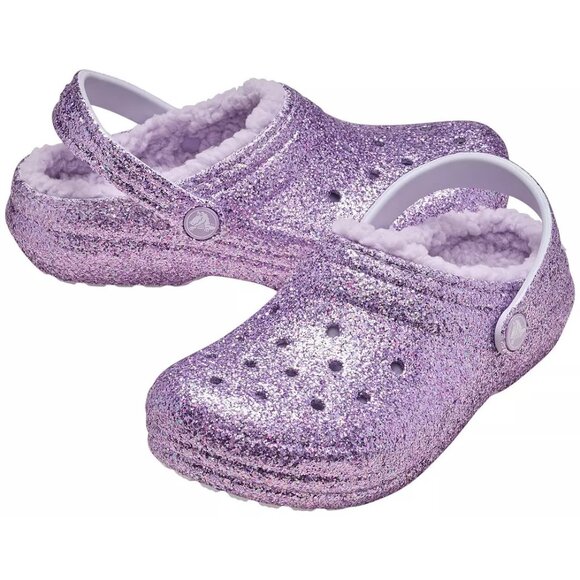 NEW CROCS Toddler's Sizes C7-C10 Classic Lined Chunky Glitter Clog - Moonlight - Picture 1 of 6